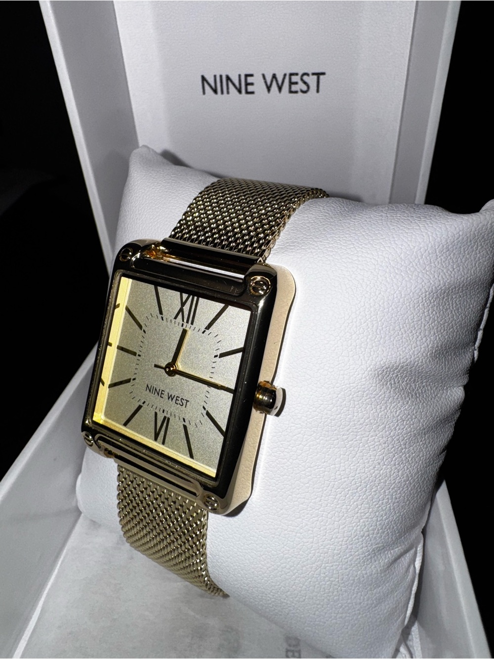 Womens Square face gold tone chain watch